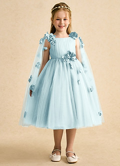 Azazie Staria Blumenmädchenkleider Ballkleid Gestreift Tüll Kleid Seegrün image6