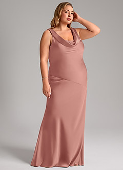 Azazie Rylina Bridesmaid Dresses Rosette Mermaid Stretch Satin Dress image10