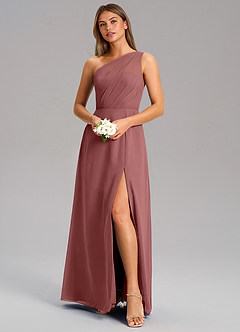 Azazie Phaedra Jurken voor bruidsmeisjes Jurk van Chiffon met A-Lijn One-Shoulder Amethist image4