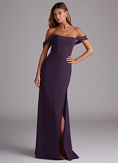 Azazie Saige Bridesmaid Dresses Plum A-Line Off the Shoulder Chiffon Convertible Dress image4