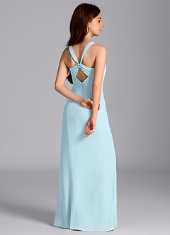 Azazie Mero Junior 인어 주름진 쉬폰 플로어 길이 주니어 신부 들러리 드레스 image7