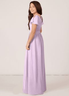 Azazie Peony Junior Robe Trapèze en Mousseline de soie Plissée Frostiges Flieder image5