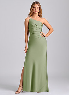 Azazie Marseli Suknie dla druhen Syrena Jedno ramię Satyna elastyczna Do ziemi Sukienka image3