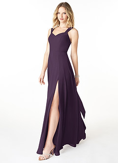 Azazie Julie Bridesmaid Dresses Plum A-Line Sweetheart Neckline Chiffon Dress image3