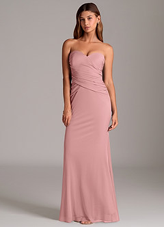 Azazie Katelyn Bridesmaid Dresses Dusty Rose Sheath Strapless Mesh Convertible Dress image6