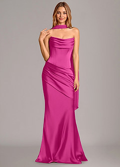 Azazie Pelagia Brudtärnklänningar Klä av Sjöjungfru i Stretch Satin Korsett Fuchsia Konvertibel image3