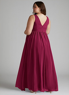 Azazie Yetta Maternity Bridesmaid Dresses A-Line V-Neck Gathered Chiffon Floor-Length Dress image11