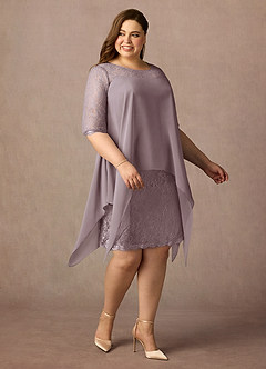 Azazie Flo Mother of the Bride Dresses Dusk A-Line Lace Chiffon Dress image3