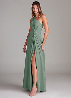 Azazie Brooke Brautjungfernkleider A-Linie One-Shoulder Chiffon Kleid Silberner Salbei image5