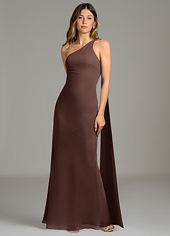 Azazie Juniper Bridesmaid Dresses Ganache Mermaid One Shoulder Chiffon Dress image4