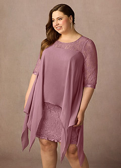 Azazie Flo Mother of the Bride Dresses Vintage Mauve A-Line Lace Chiffon Dress image11