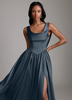 Azazie Novi Bridesmaid Dresses Twilight A-Line with Pockets Stretch Satin Dress image3