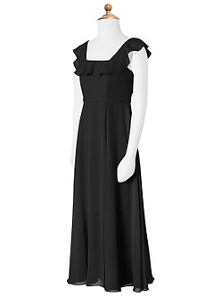 Azazie Jinny Junior Black A-Line Ruched Chiffon Dress image6