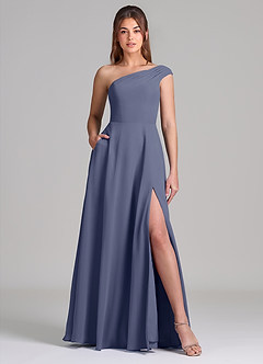 Azazie Melanie Bridesmaid Dresses Stormy A-Line Off the Shoulder Chiffon Dress image1