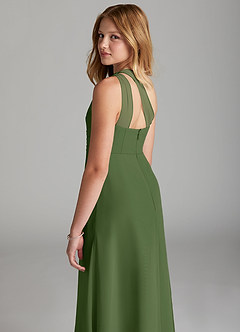 Azazie Maive Junior Olive A-Line Pleated Chiffon Dress image6
