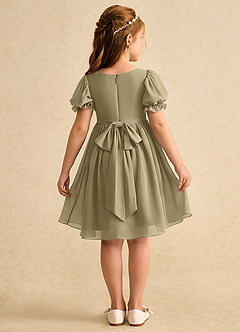Azazie Jolie vestidos de niña de las flores Vestido de Musgo Verde de Gasa de Corte En A con Con mangas image2