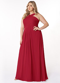 Azazie Kaleigh Bridesmaid Dresses Scarlet A-Line Pleated Chiffon Dress image9