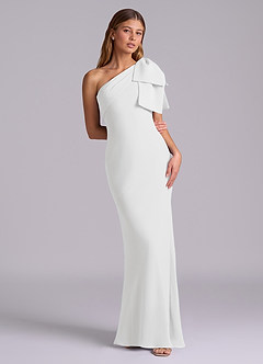 Azazie Yuanna Bridesmaid Dresses White Mermaid One Shoulder Chiffon Dress image3