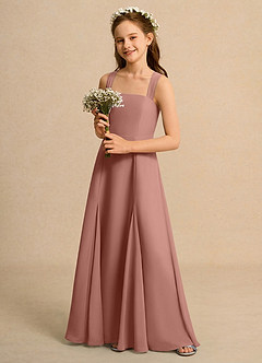 Azazie Tater Junior Formal vestidos de niña de las flores Vestido de Rosa De Cedro de Gasa de Corte En A con Plisado image5