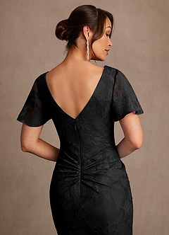 Azazie Jolene vestidos de madre de la novia Vestido de Negro de Devorado Floral de Corte Sirena con Plisado image6
