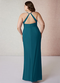 Azazie Becca Bridesmaid Dresses Ink Blue Sheath V-Neck Chiffon Dress image8