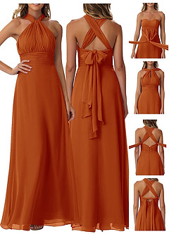 Azazie Fifi Bridesmaid Dresses Paprika A-Line Strapless Chiffon Convertible Dress image9