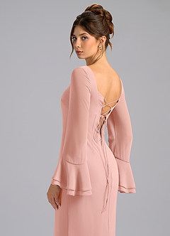 Azazie Leone Bridesmaid Dresses Rosette Mermaid Corset Chiffon Dress image2