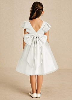 Azazie Kaeya Abiti da Ragazza di Fiori Abito A-Line in Tulle Fiocco Bianco Diamante image1