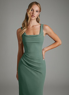 Azazie Asa Bridesmaid Dresses Sea Moss Sheath Corset Chiffon Dress image3