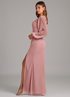 Azazie Brixley 신부 들러리 드레스 인어 긴팔 쉬폰 바닥 길이 드레스 image3