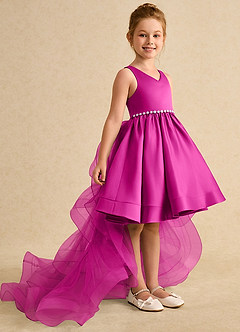 Azazie Julietta vestidos de niña de las flores Vestido de Fucsia de Tul de Princesa con Convertible image3