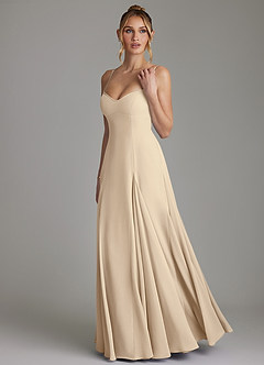 Azazie Imani Vestidos de madrinha de casamento Vestido Champanhe de Chiffon de Linha A com Decote em coração image6