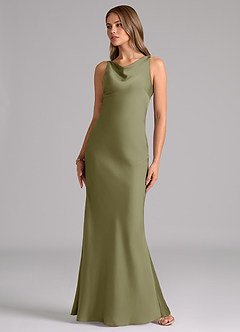 Azazie Allettie Bridesmaid Dresses Pistachio Mermaid Stretch Satin Dress image5