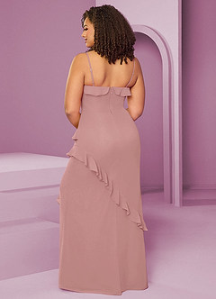 Barbie ♥ Azazie Vestidos de damas de honor Vestido de Rosa Polvorienta de Gasa de Corte Recto image10