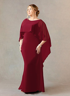 Azazie Dion Mother of the Bride Dresses Burgundy Sheath Scoop Stretch Crepe Dress image10