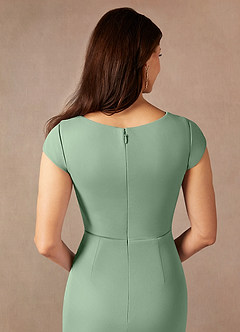 Azazie Renetta Mother of the Bride Dresses Matcha Sheath V-Neck Pleated Mesh Dress image7