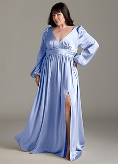 Azazie Norah Brautjungfernkleider A-Linie Stretch-Satin Kleid Eis image7