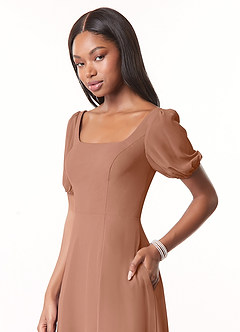 Azazie Alani Bridesmaid Dresses Bronzer A-Line Square Neckline Chiffon Dress image4