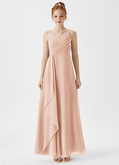 Azazie Mariela Junior English Rose A-Line Pleated Chiffon Dress image1