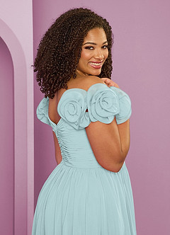 Barbie ♥ Azazie Bridesmaid Dresses Mist A-Line Off the Shoulder Chiffon Convertible Dress image12