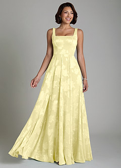 Azazie Persia Robes de demoiselle d'honneur Robe Trapèze en Jacquard floral dévoré Corset Sorbet Citron image1