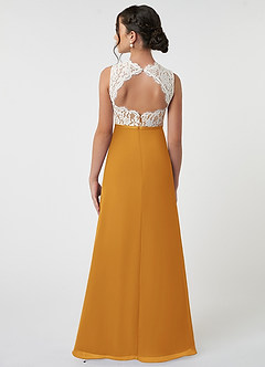 Azazie Rana Junior A-Linie Spitze Chiffon Kleid Butterscotch image2