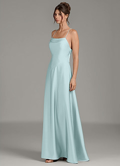 Azazie Eris Brautjungfernkleider Eine Linie Plissee Stretch-Satin Kleid Seegrün image4