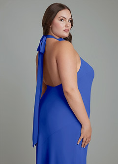 Azazie Velli Abiti da Damigella Abito Sirena in Chiffon Collo alto Blu Reale image7