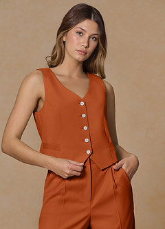 front Rowan Naranja Quemada Chaleco de rendimiento de tejido refinado