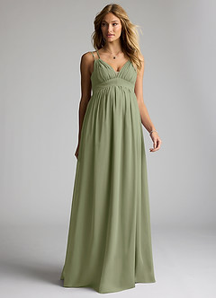 Azazie Emree Brautjungfernkleider für Schwangere A-Linie Chiffon Bodenlänge Kleid image1