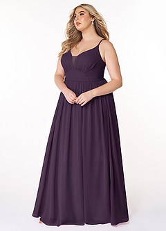 Azazie Rayna Bridesmaid Dresses Plum A-Line V-Neck Pleated Chiffon Dress image9
