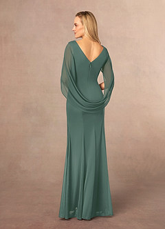Azazie Belladonna Abiti per la Madre della Sposa Abito Sirena in Maglia con Scollo a U a Pieghe Eucalipto image4