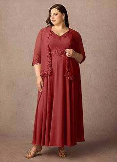 Azazie Devana Mother of the Bride Dresses Rust A-Line Sequins Chiffon Dress image7