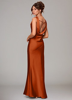 Azazie Rylina Bridesmaid Dresses Burnt Orange Mermaid Stretch Satin Dress image4